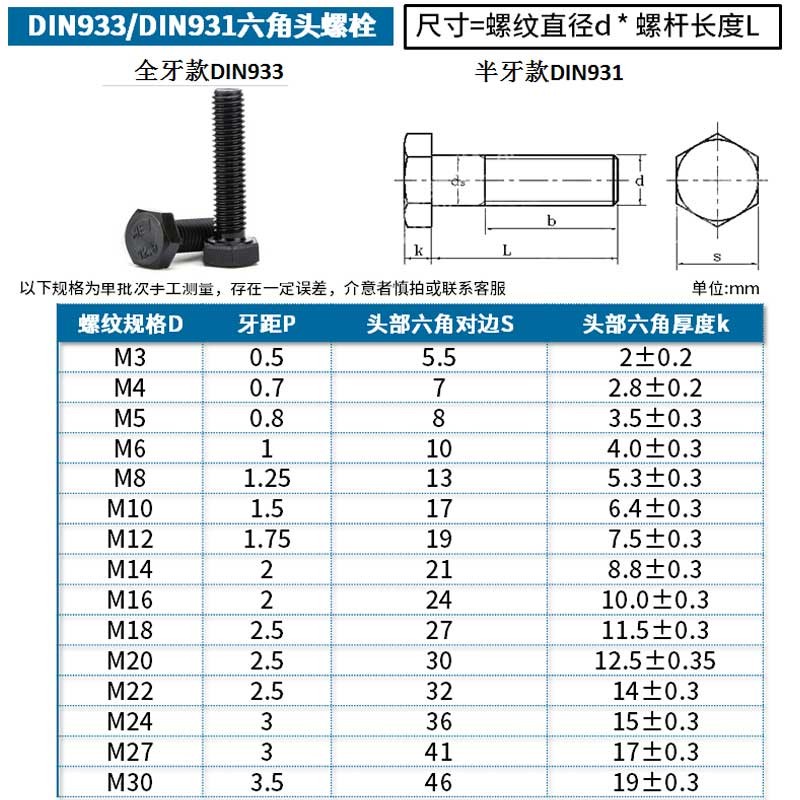 M27 12.9级外六角螺丝螺栓 qM27x60*70*80*90*100*120*150*200*30