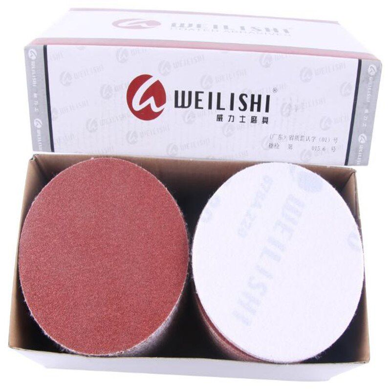 进口威力植绒砂纸4寸圆盘背绒自粘砂纸片木工油漆打磨抛光拉绒片5