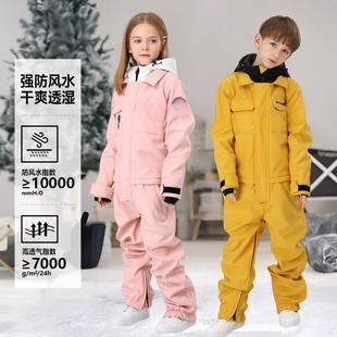 儿童专业滑雪服2025新款男女童东北雪乡旅游全套装男连体衣防风水