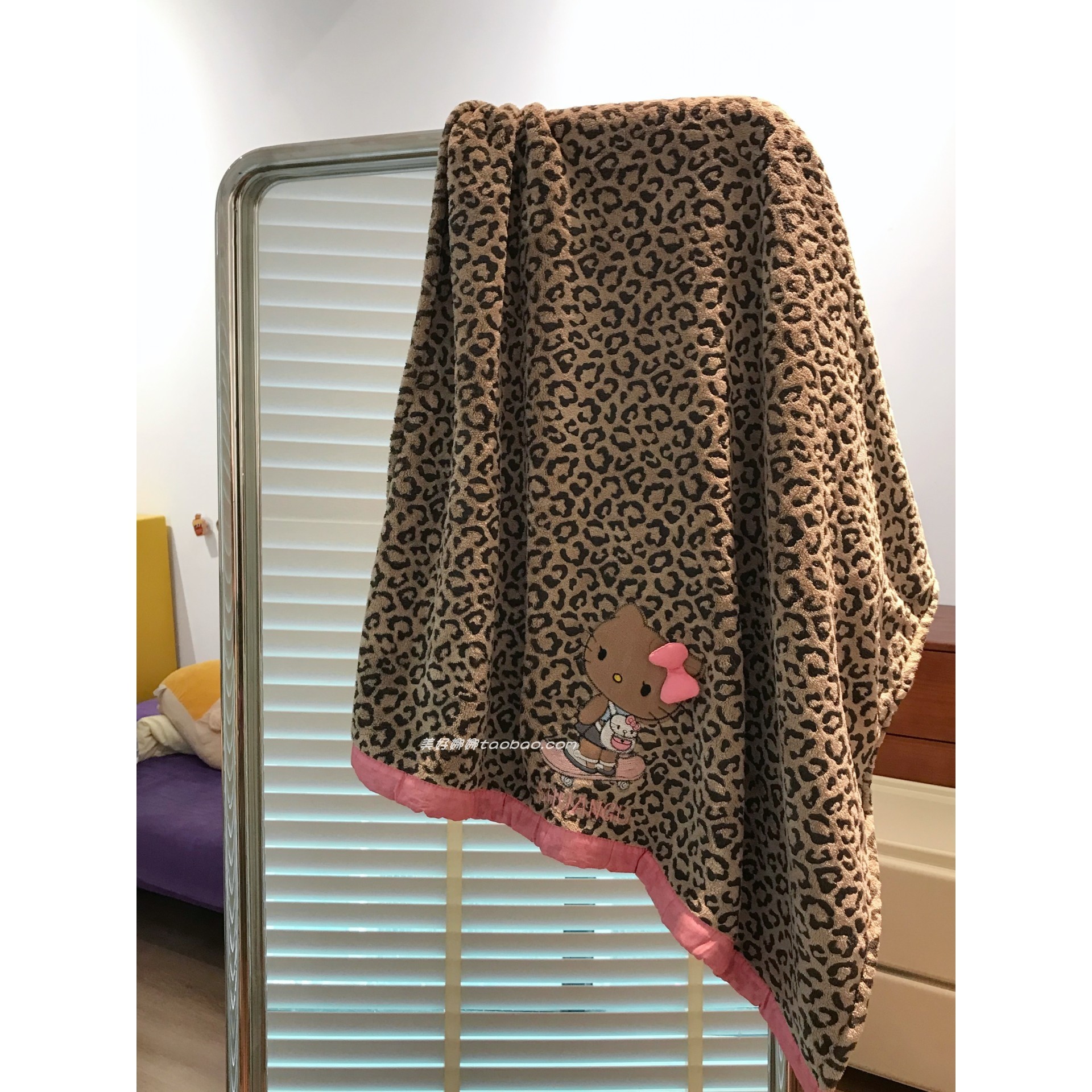 可爱卡通豹纹kitty猫浴巾女加厚柔软吸水情侣成人面巾家用洗脸巾