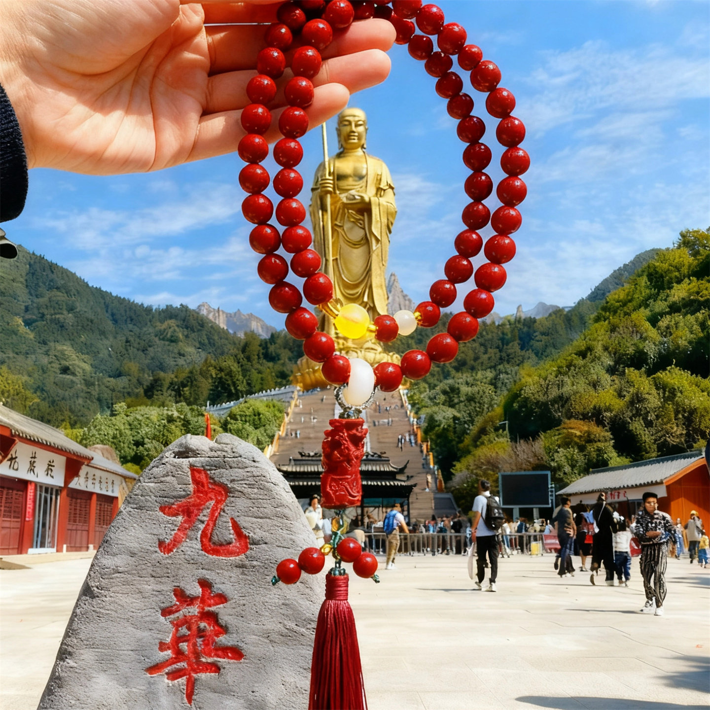 九华山朱砂手链网红爆款