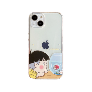 悬崖上的金鱼姬卡通宗介波妞适用苹果14promax手机壳iphone13透明16max情侣15防摔男8plus女生12mini硅胶11软
