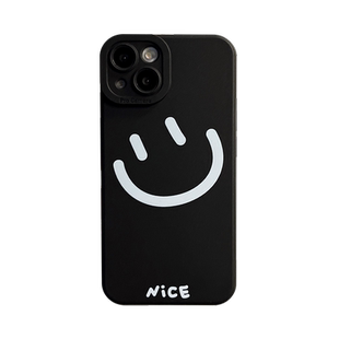 NICE趣味微笑脸表情适用苹果14手机壳情侣女iphone13promax防摔15保护套16max简约男12mini硅胶软黑11全包8/7
