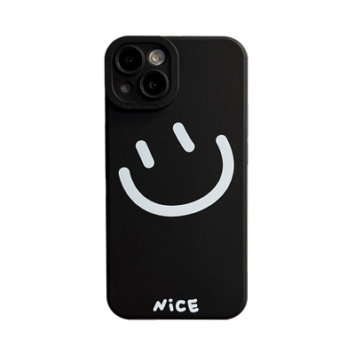 NICE趣味微笑脸表情适用苹果14手机壳情侣女iphone13promax防摔15保护套16max简约男12mini硅胶软黑11全包8/7