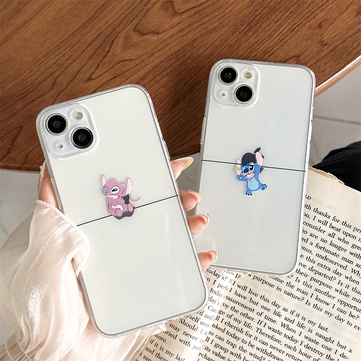 卡通可爱米奇史迪仔适用苹果14promax手机壳iphone13透明新款12/11/15情侣女6s简约8/7防摔14plus保护套软x男