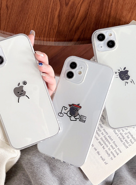 创意透明火柴人适用苹果13pro手机壳iphone12promax情侣女15硅胶软11pro防摔壳16max保护14男8plus全包6s外壳