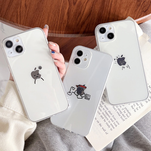 创意透明火柴人适用苹果13pro手机壳iphone12promax情侣女15硅胶软11pro防摔壳16max保护14男8plus全包6s外壳