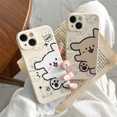 韩风ins卡通可爱线条小狗狗适用iphone15promax 7保护套x 16防摔情侣女8 14plus手机壳苹果13硅胶软全包12