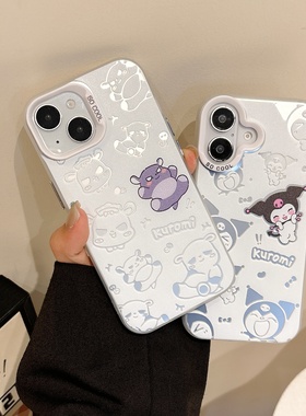 新款卡通彩银巴库库洛米适用iPhone16promax手机壳苹果15硬14plus情侣男女款13mini大孔套12/11小众XR可爱87p