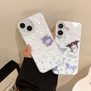 新款卡通彩银巴库库洛米适用iPhone16promax手机壳苹果15硬14plus情侣男女款13mini大孔套12/11小众XR可爱87p
