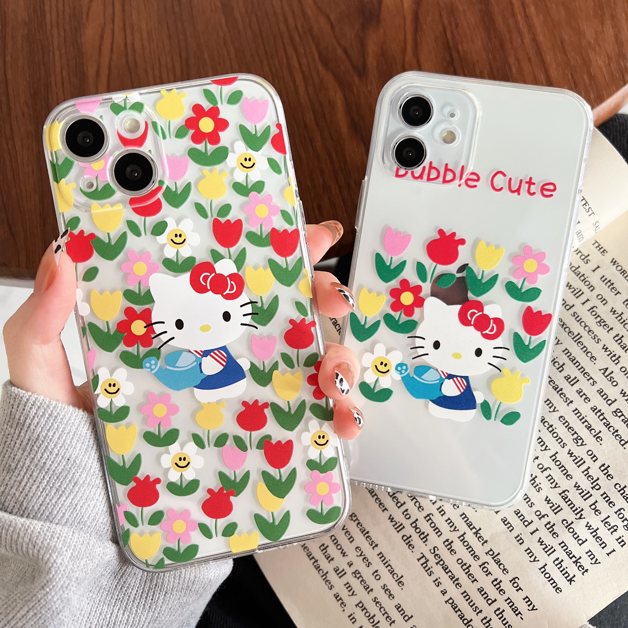 卡通hellokitty花朵适用苹果12手机壳iPhone11promax全包透明女16max闺蜜15防摔壳6splus/816保护可爱7凯蒂13
