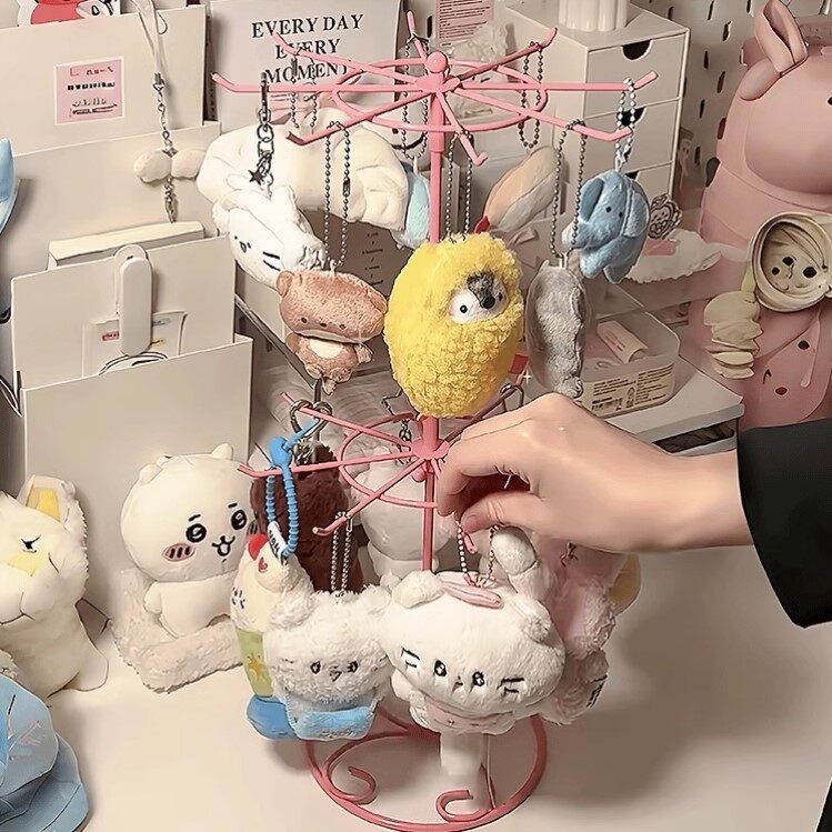 旋转首饰展示挂架 双层铁艺设计 耳环收纳展示架 摆摊首饰陈列架