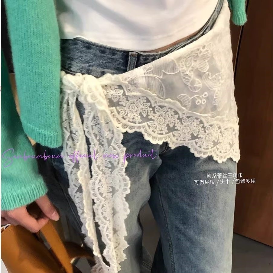新款自制仙女加分神器蕾丝屁帘叠穿一片式腰封绑带外搭半身裙