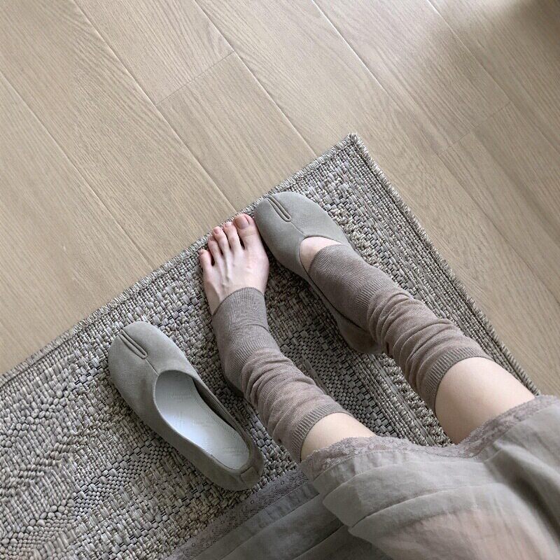 低饱和木褐色自带清冷感~踩脚堆堆巨松弛~春夏网纱微透小腿袜套