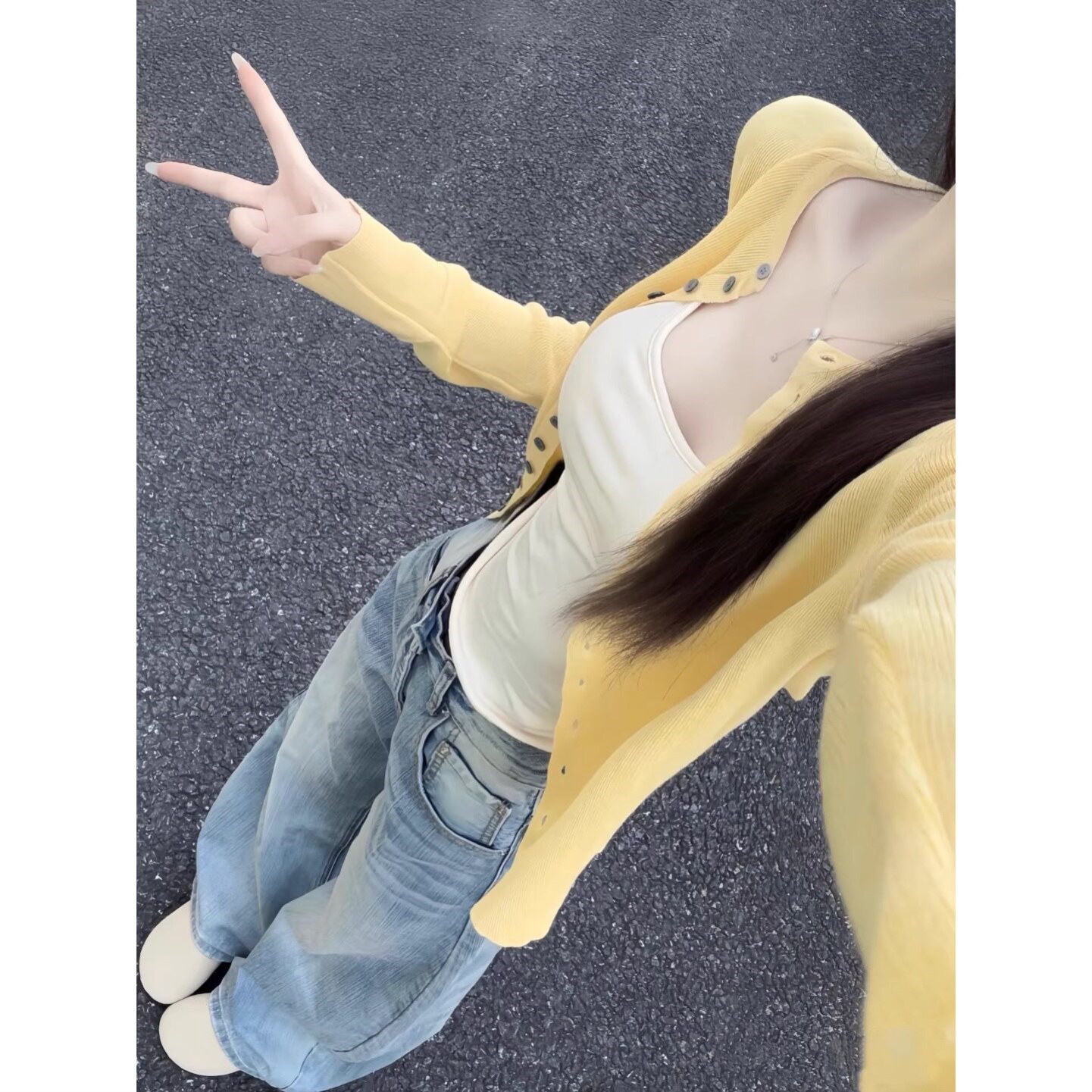 韩系黄色针织开衫外套女早秋季2025新款薄款内搭显瘦长袖上衣毛衣