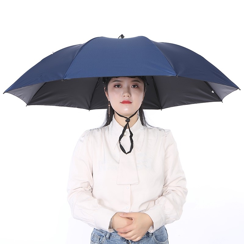 头戴伞帽子成人大号三折防紫外线晴雨两用伞特大直径钓鱼环卫采茶