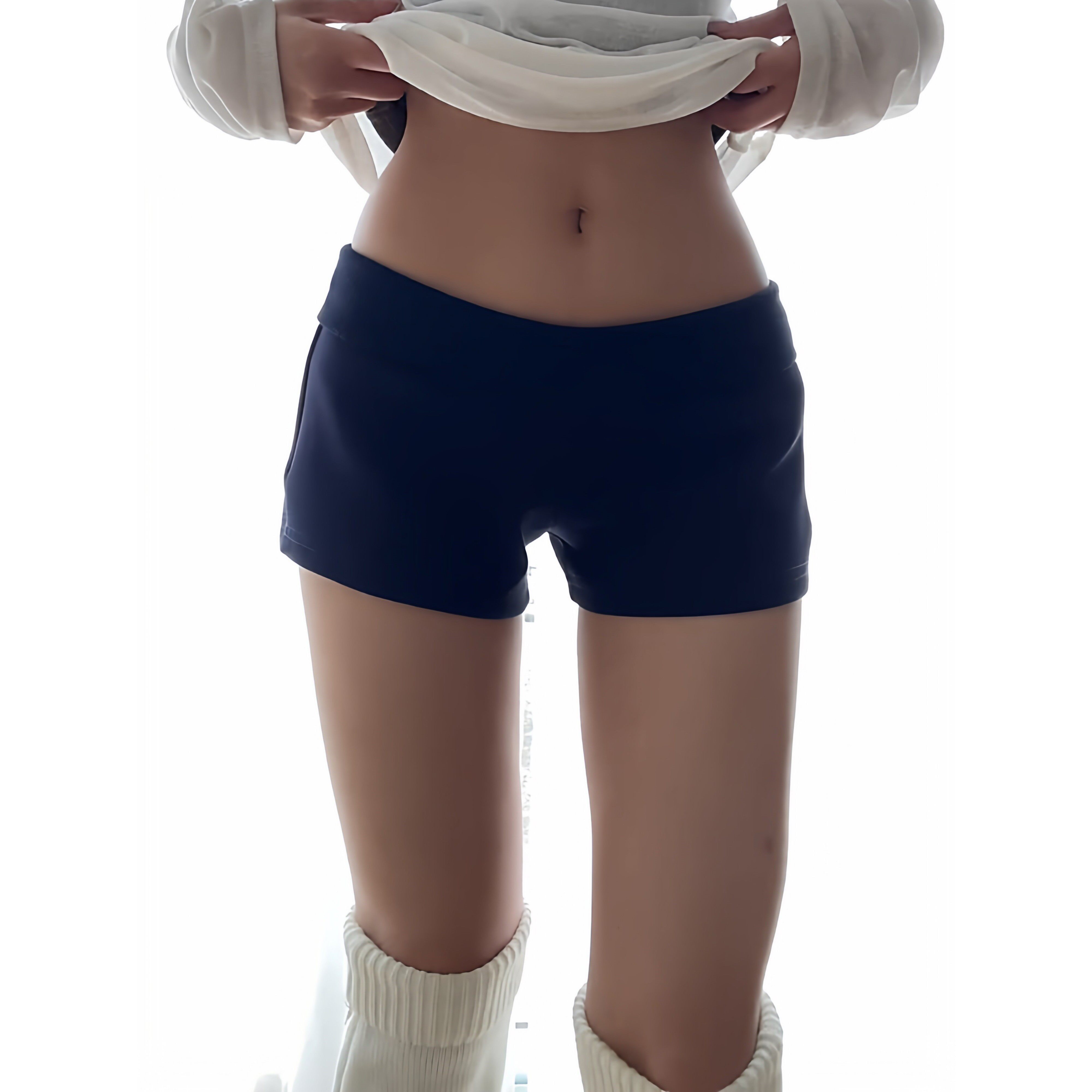 藏青色高腰A字包臀短裤女夏季辣妹风修身显腿长运动休闲瑜伽热裤