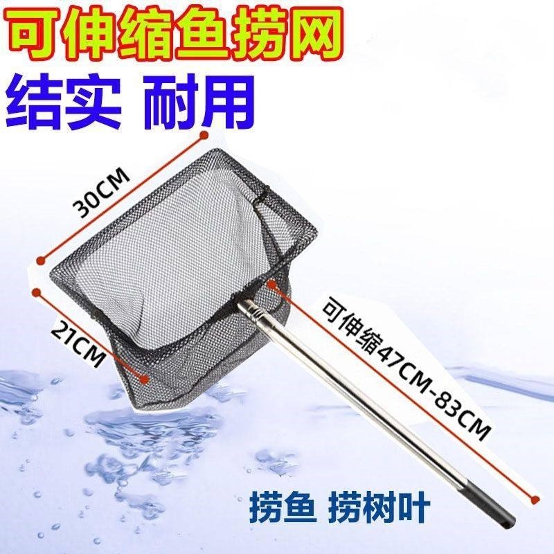 鱼捞不锈钢鱼网渔网方形鱼缸网兜金鱼伸缩观赏鱼手抄水族箱渔捞
