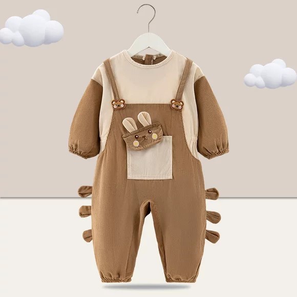 宝宝一体式罩衣爬服25新款秋冬哈衣爬行服儿童外穿婴儿防脏连体衣