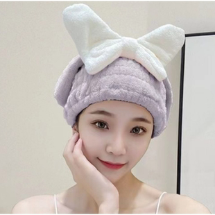 蝴蝶结干发帽女超强吸水速干帽子加厚2023新款包头巾儿童可爱浴帽