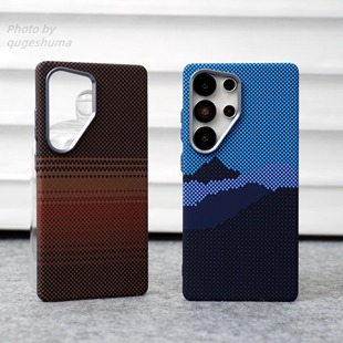 趣玩好物三星山与星河凯夫拉纹理手机壳25ultra全包保护壳超薄碳纹24plus肤感磨砂23高级日落月升600pitaka