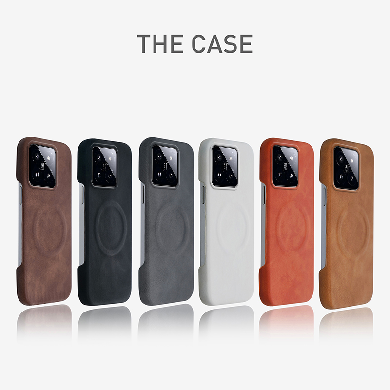 趣玩好物适用于小米14壳肤感羊巴皮磁吸荣耀小米14pro高级感新款14ultra小众简约磁吸半包保护壳男女情侣款硬