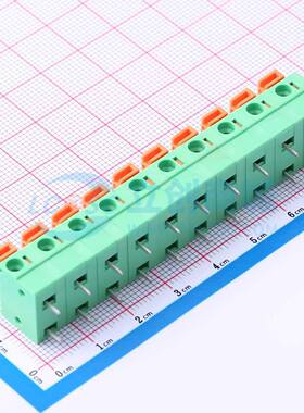 弹簧式接线端子DB142R-7.62-10P-GN 弯插,P=7.62mm 1x10P 绿色