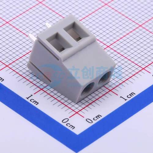 螺钉式接线端子DB128V-5.0-2P-GY-S 插件,P=5mm 1x2P 直插 灰色
