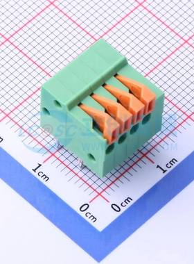 弹簧式接线端子JL141R-25404GA1 弯插,P=2.54mm 1x4P绿色