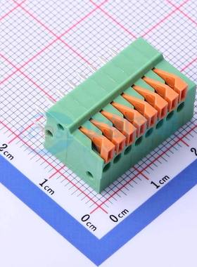 弹簧式接线端子JL141V-25408GA1 插件,P=2.54mm 1x8P 直插 绿色
