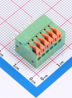 弹簧式接线端子DB141V-2.54-6P-GN 插件,P=2.54mm 1x6P 绿色
