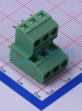 螺钉式接线端子KF127B-5.0-2*3P 插件,P=5mm 2x3P 直插 绿色