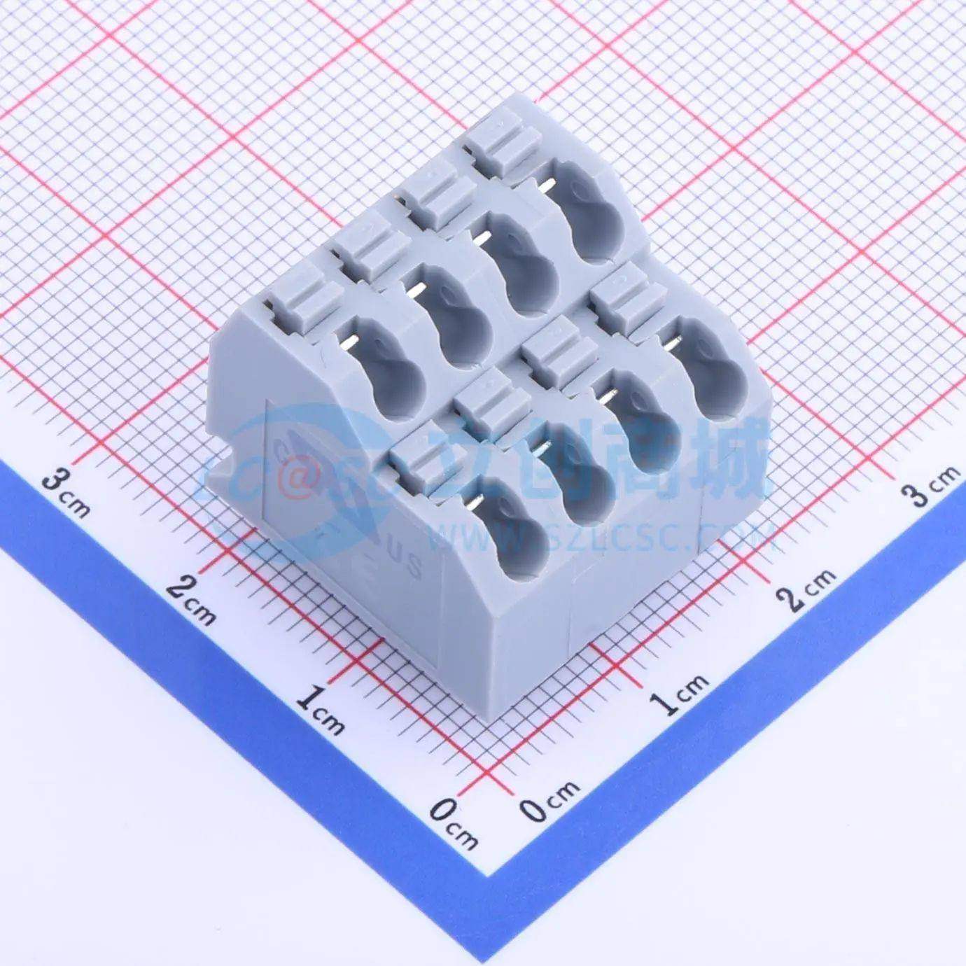 弹簧式接线端子KF250T-5.0-2*4P 插件,P=5mm 2x4P 灰色