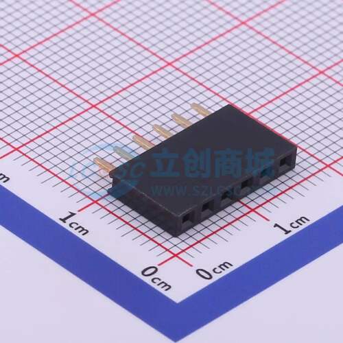 排母 X6511FV-06-C85D32 插件,P=2.54mm 1x6P 方孔 电子元器件配