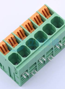 弹簧式接线端子KF207RB-10.16-6P 弯插,P=10.16mm 1x6P 绿色