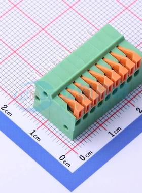 弹簧式接线端子JL141V-25409GA1 插件,P=2.54mm 1x9P 直插 绿色