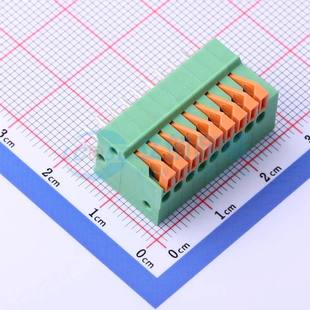 插件 25409GA1 P=2.54mm 1x9P 绿色 弹簧式 直插 接线端子JL141V