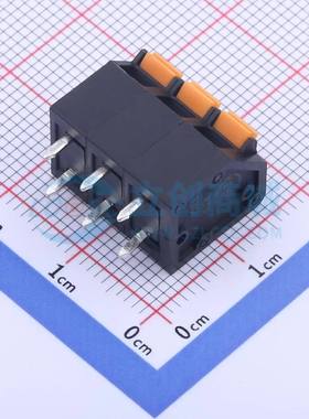 弹簧式接线端子KFM736L-5.0-3P 插件,P=5mm 1x3P 黑色