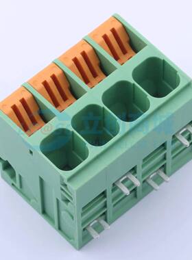 弹簧式接线端子KF207RA-10.16-4P 弯插,P=10.16mm 1x4P 绿色