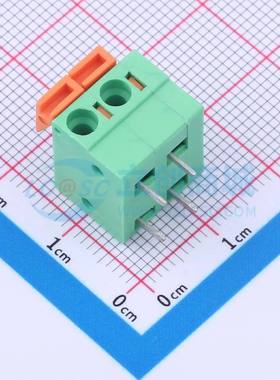 弹簧式接线端子DB142R-5.08-2P-GN 弯插,P=5.08mm 1x2P 绿色