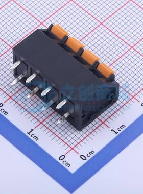弹簧式接线端子KFM736L-5.0-4P 插件,P=5mm 1x4P 黑色