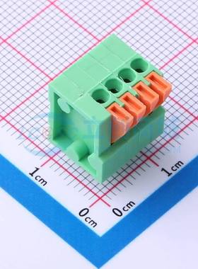弹簧式接线端子DB141V-2.54-4P-GN 插件,P=2.54mm 1x4P 绿色