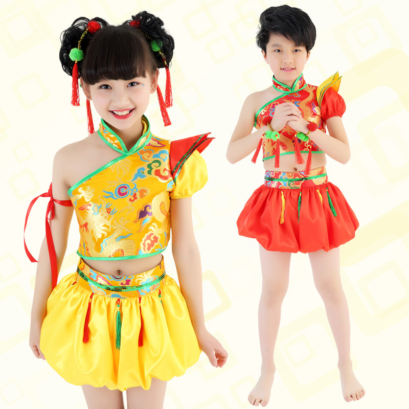 六一儿童喜庆灯笼裤肚兜张灯结彩演出服装幼儿开门红舞蹈打鼓服装
