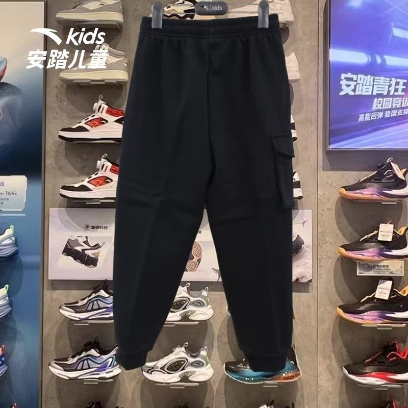 安踏儿童加绒卫裤26春新款运动裤宽松男童长裤小童裤子
