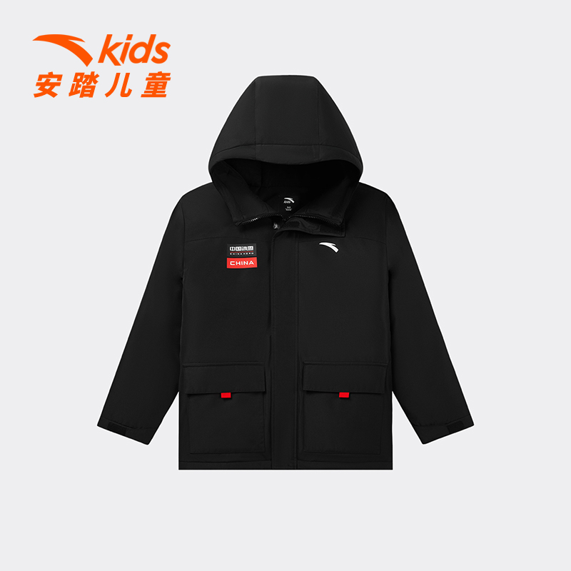 安踏儿童2024冬季男童户外中国冰雪加厚保暖羽绒服外套
