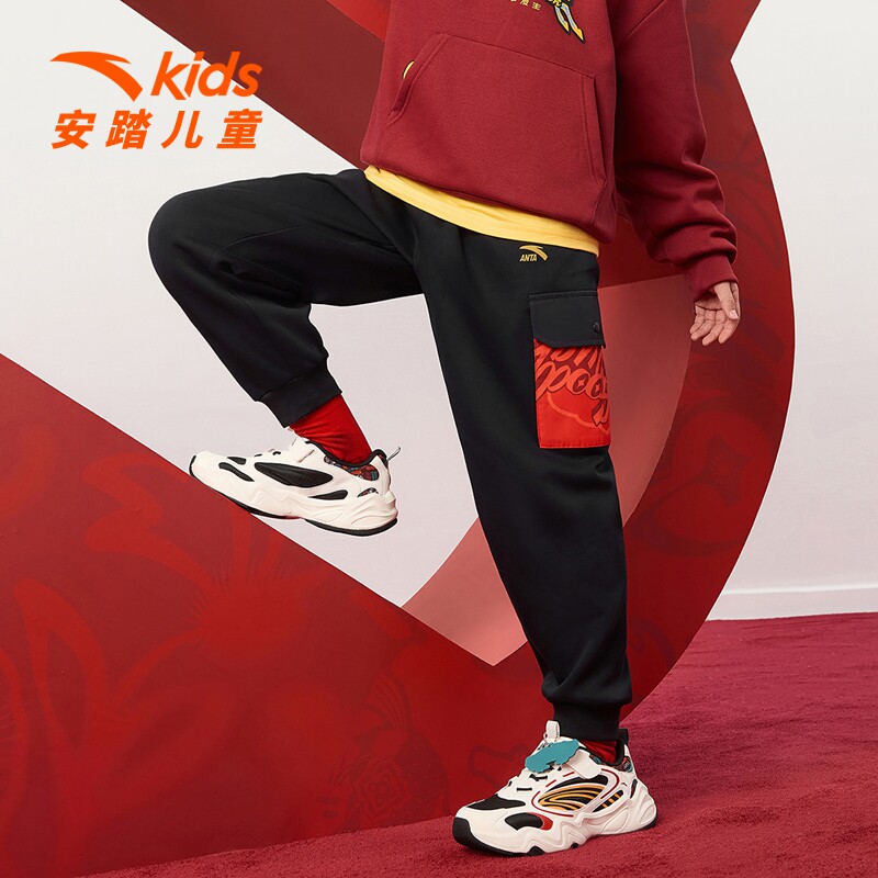 【新年马年】安踏儿童男童套头2026年新款舒适保暖中大童加绒卫衣