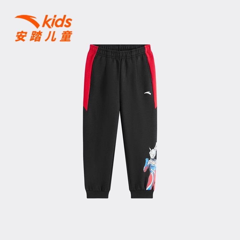 奥特曼IP安踏童装男童裤子小童春秋款2026春季新款儿童卫裤运动裤