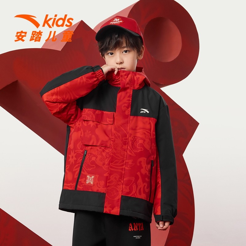 马年新年晴雨甲|安踏儿童红色外套男童摇粒绒26新四防保暖拜年服,童装/婴儿装/亲子装,普通外套,淘宝优惠券,粉丝福利购,淘宝优惠卷