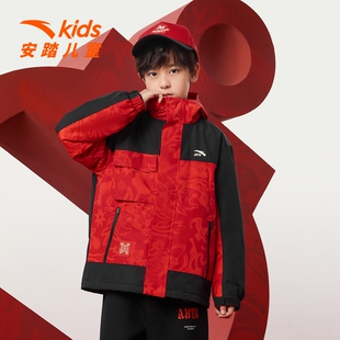 马年新年晴雨甲|安踏儿童红色外套男童摇粒绒26新四防保暖拜年服