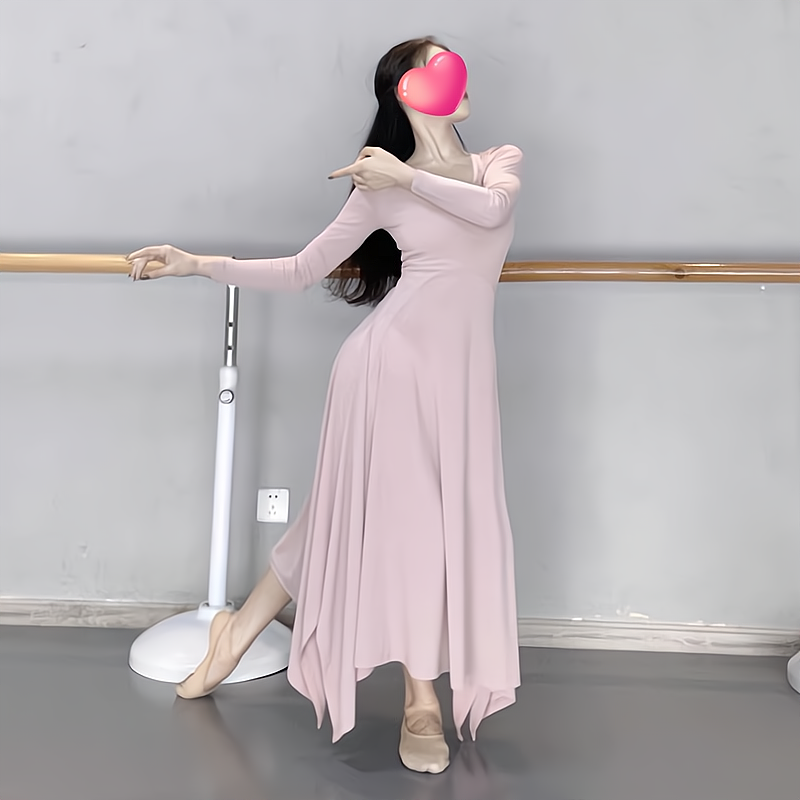 现代舞弹力练功服艺考服U领垂感显瘦高腰螺纹旗袍式古典舞蹈裙子,运动/瑜伽/健身/球迷用品,现代舞服装,淘宝优惠券,粉丝福利购,淘宝优惠卷